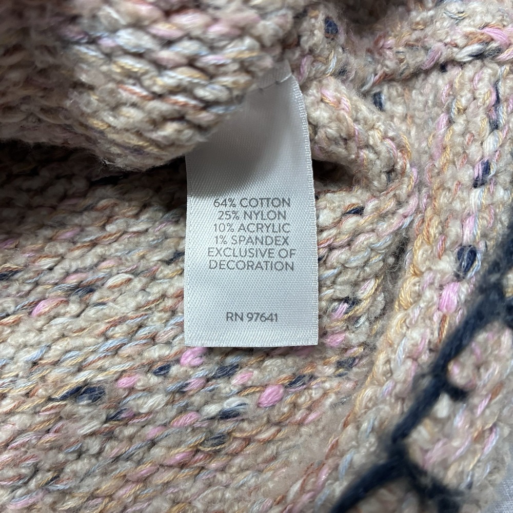 Pure Jill J. Jill Beige Marled Sweater Womens Medium Blanket Stitch Trim - Picture 6 of 12